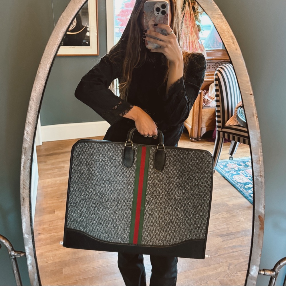 Vintage briefcase attaché wool leather large bag